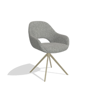 Dining Chair Messina 6510 in Lodge 40 fabric (grey), champagne swivel base, angled view
