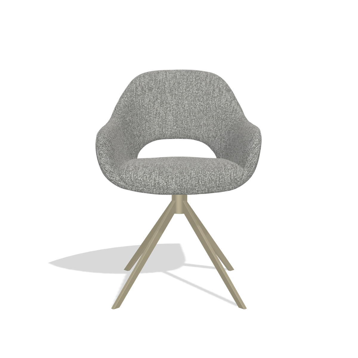 Dining Chair Messina 6510 in Lodge 40 fabric (grey), champagne swivel base, front view