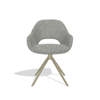Dining Chair Messina 6510 in Lodge 40 fabric (grey), champagne swivel base, front view