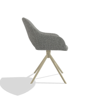 Dining Chair Messina 6510 in Lodge 40 fabric (grey), champagne swivel base, side view