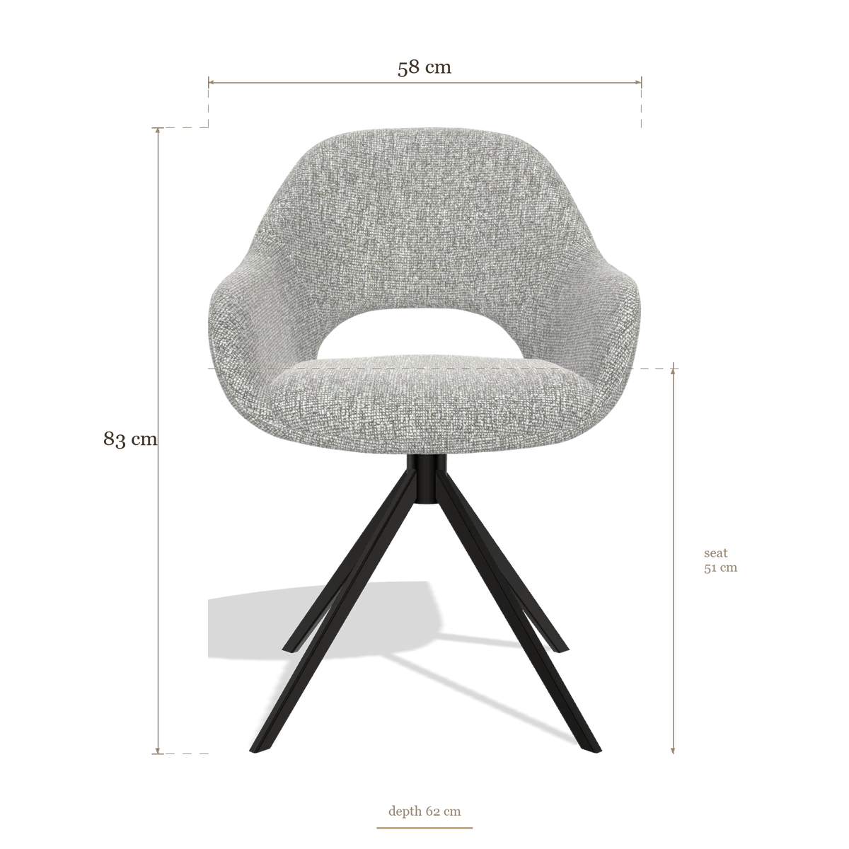 Dining Chair Messina 6510, dimensions 58 x 62 x 83 cm
