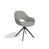 Dining Chair Messina 6510 in Lodge 40 fabric (grey), espresso swivel base, angled view