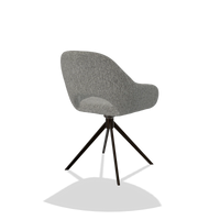 Dining Chair Messina 6510 in Lodge 40 fabric (grey), espresso swivel base, back angled view