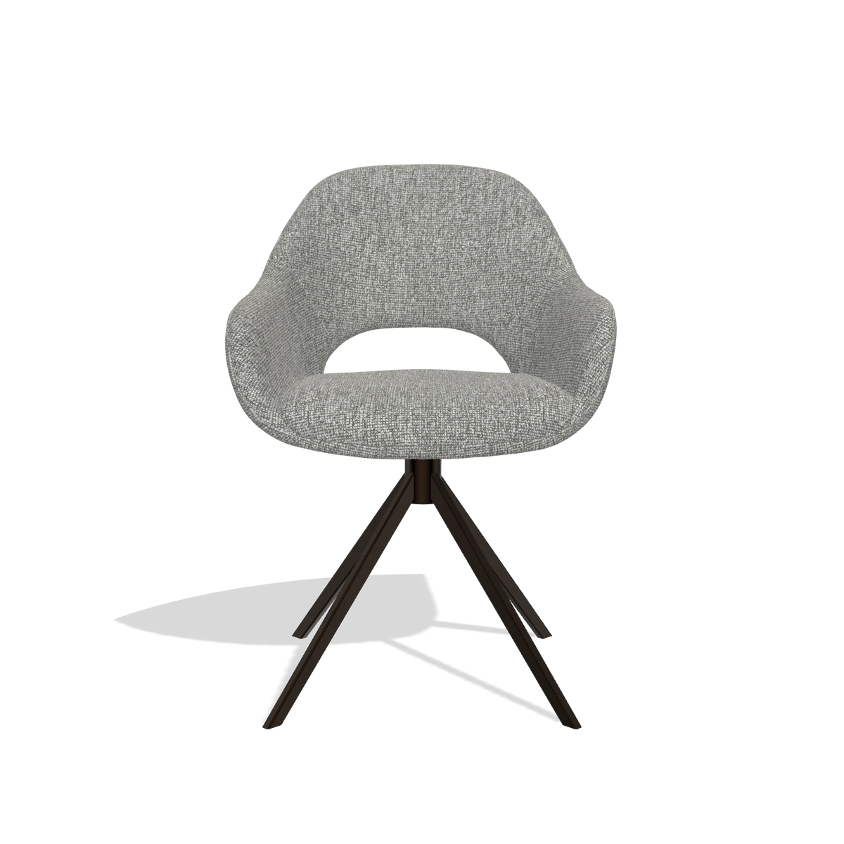 Dining Chair Messina 6510 in Lodge 40 fabric (grey), espresso swivel base, front view