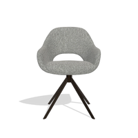 Dining Chair Messina 6510 in Lodge 40 fabric (grey), espresso swivel base, front view