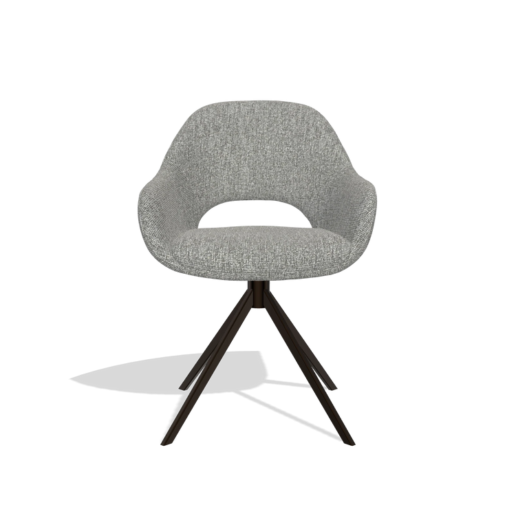 Dining Chair Messina 6510 in Lodge 40 fabric (grey), espresso swivel base, front view
