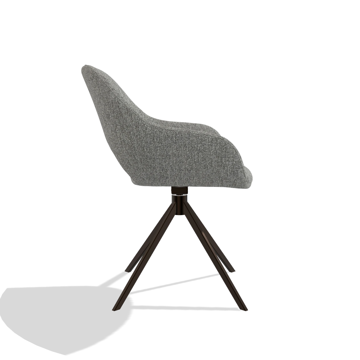 Dining Chair Messina 6510 in Lodge 40 fabric (grey), espresso swivel base, side view