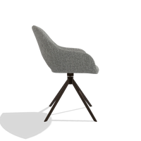 Dining Chair Messina 6510 in Lodge 40 fabric (grey), espresso swivel base, side view