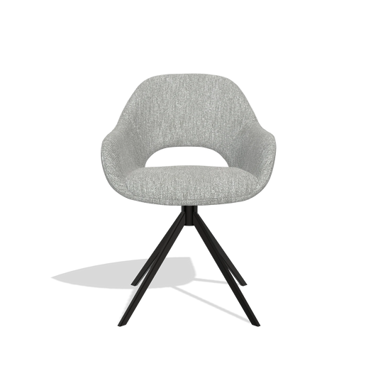 Silla de comedor Messina 6510 en tela Lodge 60 (greige), base giratoria en negro, vista frontal
