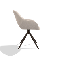 Eetkamerstoel Messina 6510 in stof Mito 01 (lichtgrijs), draaivoet in espresso, zijaanzicht