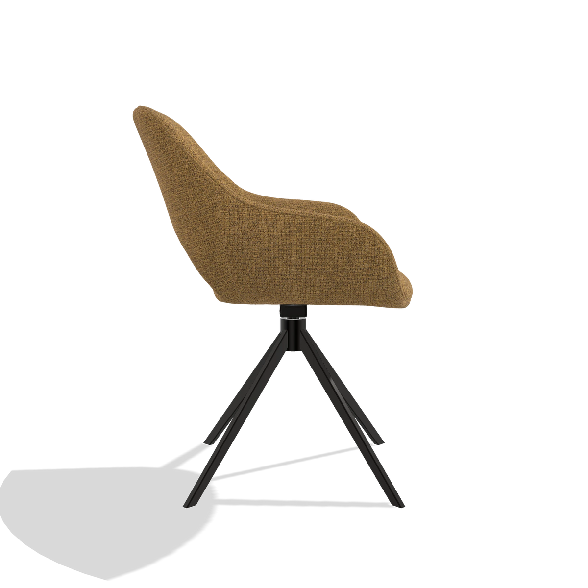 Eetkamerstoel Messina 6510 in stof Mito 06 (cognac), draaivoet in zwart, zijaanzicht