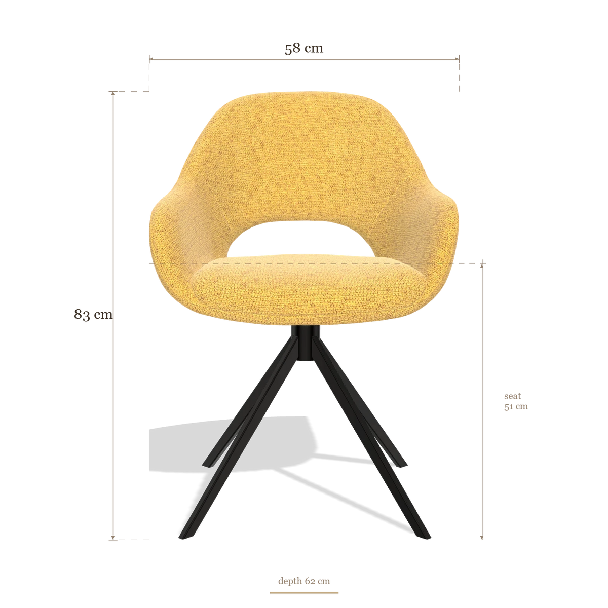 Esszimmerstuhl Messina 6510, Maße 58 x 62 x 83 cm