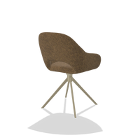 Dining Chair Messina 6510 in Mito 14 fabric (brown), champagne swivel base, back angled view