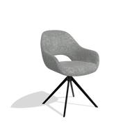 Esszimmerstuhl Messina 6510 in Stoff Mito 97 (Taupe), Drehfuß in Schwarz, Schrägansicht