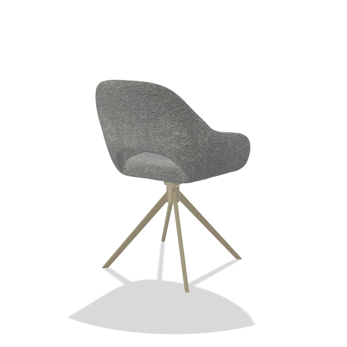 Esszimmerstuhl Messina 6510 in Stoff Mito 97 (Taupe), Drehfuß in Champagner, Schrägansicht von hinten