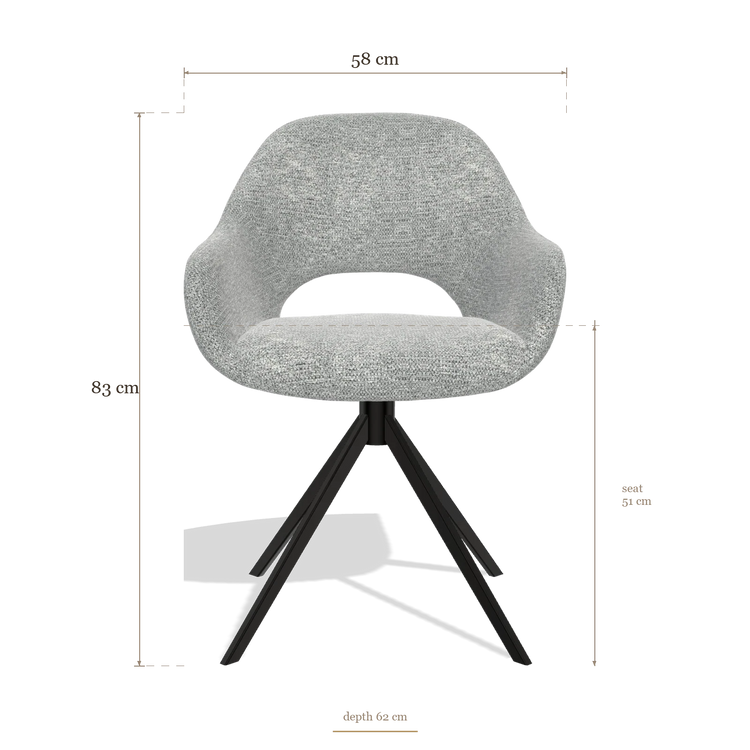 Esszimmerstuhl Messina 6510, Maße 58 x 62 x 83 cm
