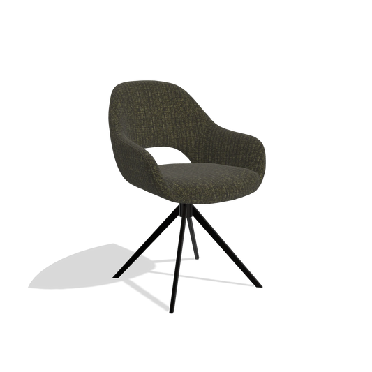 Esszimmerstuhl Messina 6510 in Stoff Niagara 502 (Schwarz), Drehfuß in Schwarz, Schrägansicht