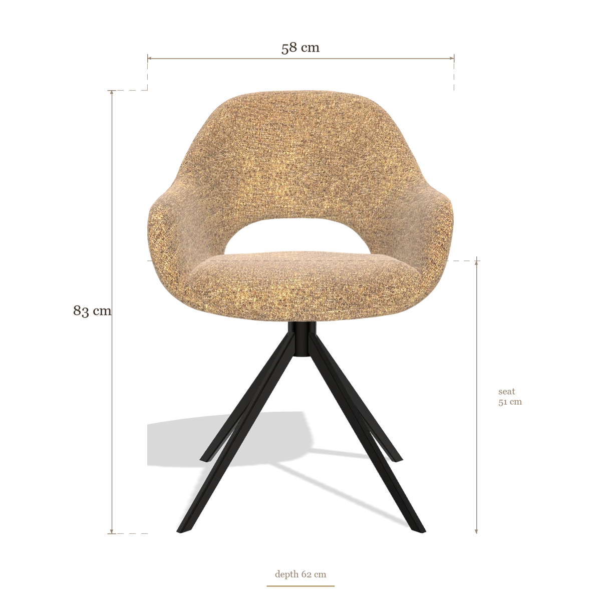 Sedia da pranzo Messina 6510, dimensioni 58 x 62 x 83 cm