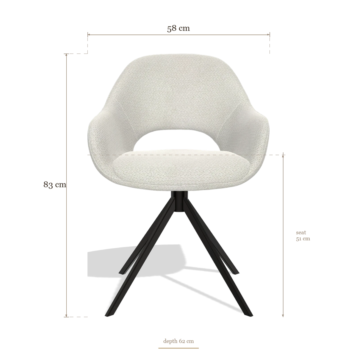 Esszimmerstuhl Messina 6510, Maße 58 x 62 x 83 cm