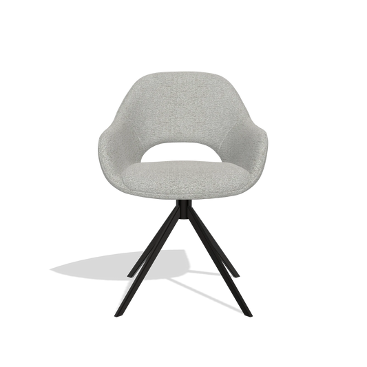 Silla de comedor Messina 6510 en tela Sneak 05 (greige), base giratoria en negro, vista frontal
