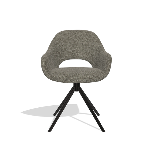 Silla de comedor Messina 6510 en tela Sneak 10 (gris oscuro), base giratoria en negro, vista frontal