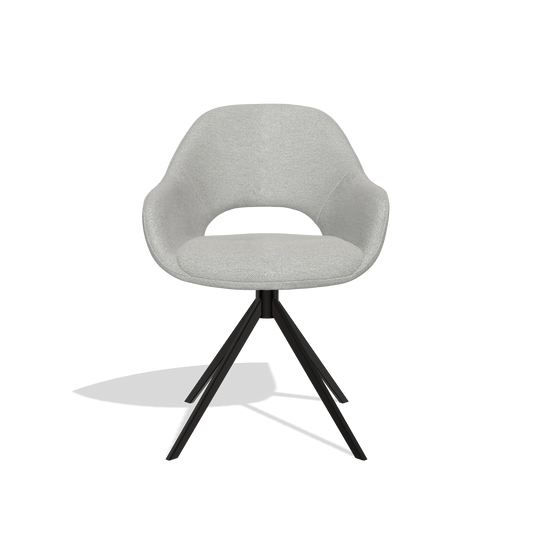 Dining Chair Messina 6510 in Sneak 110 fabric (greige), black swivel base, front view