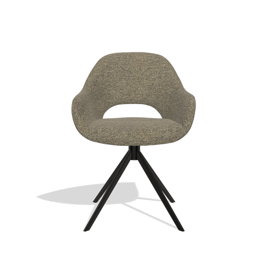 Dining Chair Messina 6510 in Sneak 124 fabric (olive), black swivel base, front view