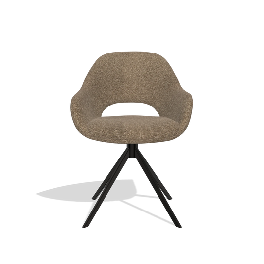 Silla de comedor Messina 6510 en tela Sneak 16 (oliva), base giratoria en negro, vista frontal