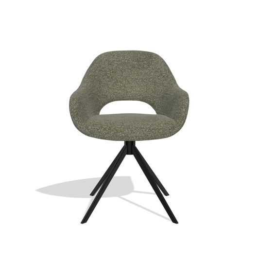 Silla de comedor Messina 6510 en tela Sneak 59 (gris oscuro), base giratoria en negro, vista frontal
