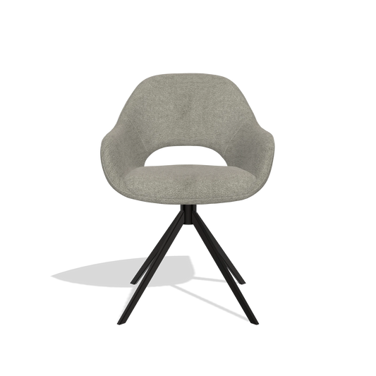 Dining Chair Messina 6510 in Stella 10 fabric (taupe), black swivel base, front view