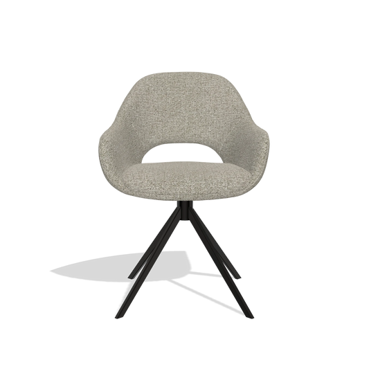 Dining Chair Messina 6510 in Taurus 05 fabric (sage), black swivel base, front view
