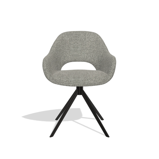 Dining Chair Messina 6510 in Taurus 65 fabric (taupe), black swivel base, front view