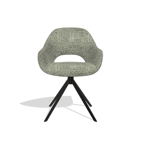 Dining Chair Messina 6510 in Venga 156 fabric (taupe), black swivel base, front view