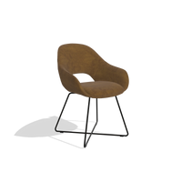 Dining Chair Milan 6516 in Adore 132 fabric (brown), black legs, angled view