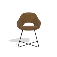 Dining Chair Milan 6516 in Adore 132 fabric (brown), black legs, front view