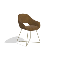 Dining Chair Milan 6516 in Adore 132 fabric (brown), champagne legs, angled view
