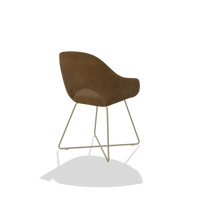 Dining Chair Milan 6516 in Adore 132 fabric (brown), champagne legs, back angled view
