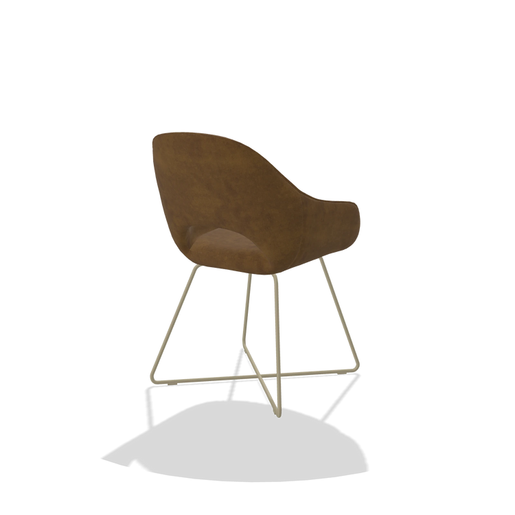 Dining Chair Milan 6516 in Adore 132 fabric (brown), champagne legs, back angled view