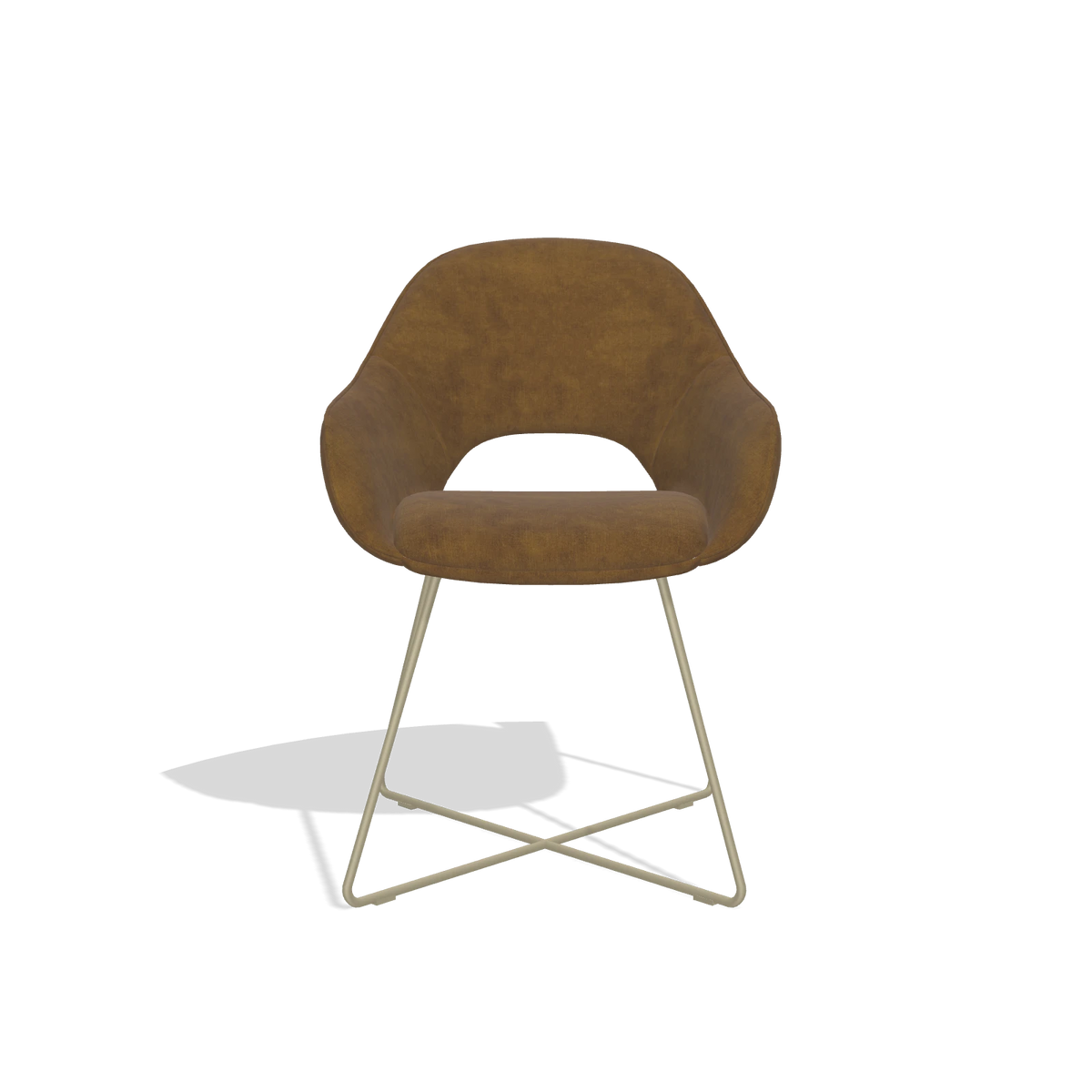 Dining Chair Milan 6516 in Adore 132 fabric (brown), champagne legs, front view