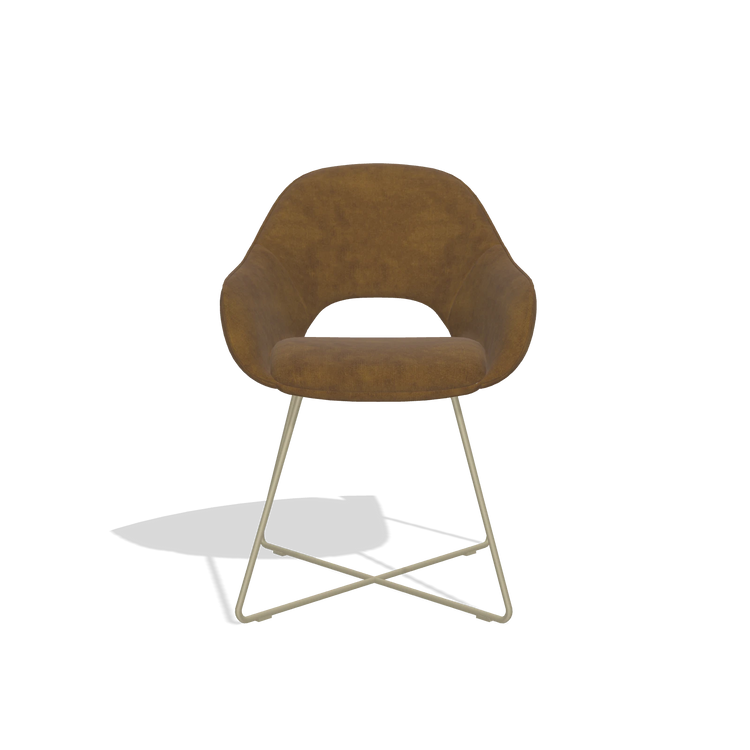 Dining Chair Milan 6516 in Adore 132 fabric (brown), champagne legs, front view