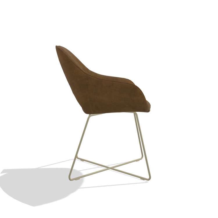 Dining Chair Milan 6516 in Adore 132 fabric (brown), champagne legs, side view