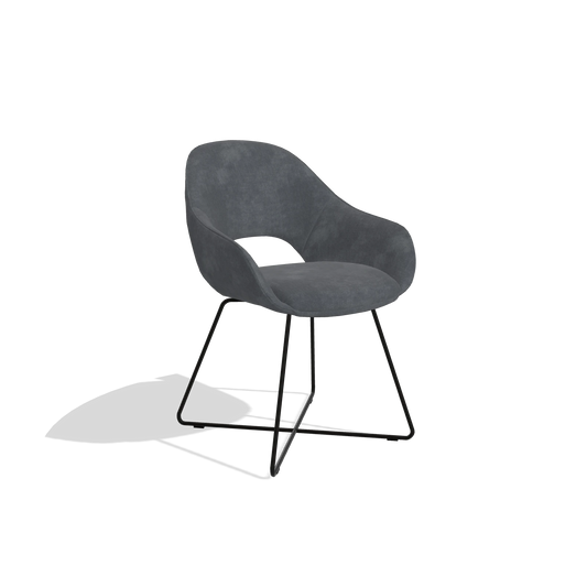 Esszimmerstuhl Milan 6516 in Stoff Adore 56 (Anthrazit), Beine in Schwarz, Schrägansicht