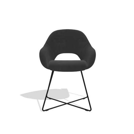 Chaise de salle à manger Milan 6516 en tissu Adore 67 (noir), pieds en noir, vue de face