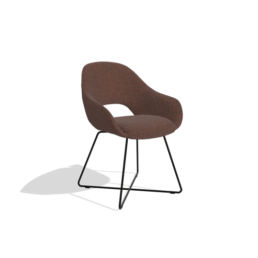 Esszimmerstuhl Milan 6516 in Stoff Ascot Brick (Schokobraun), Beine in Schwarz, Schrägansicht