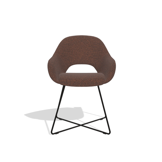 Esszimmerstuhl Milan 6516 in Stoff Ascot Brick (Schokobraun), Beine in Schwarz, Vorderansicht