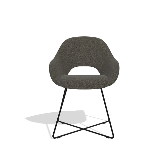 Esszimmerstuhl Milan 6516 in Stoff Ascot Mouse (Schokobraun), Beine in Schwarz, Vorderansicht