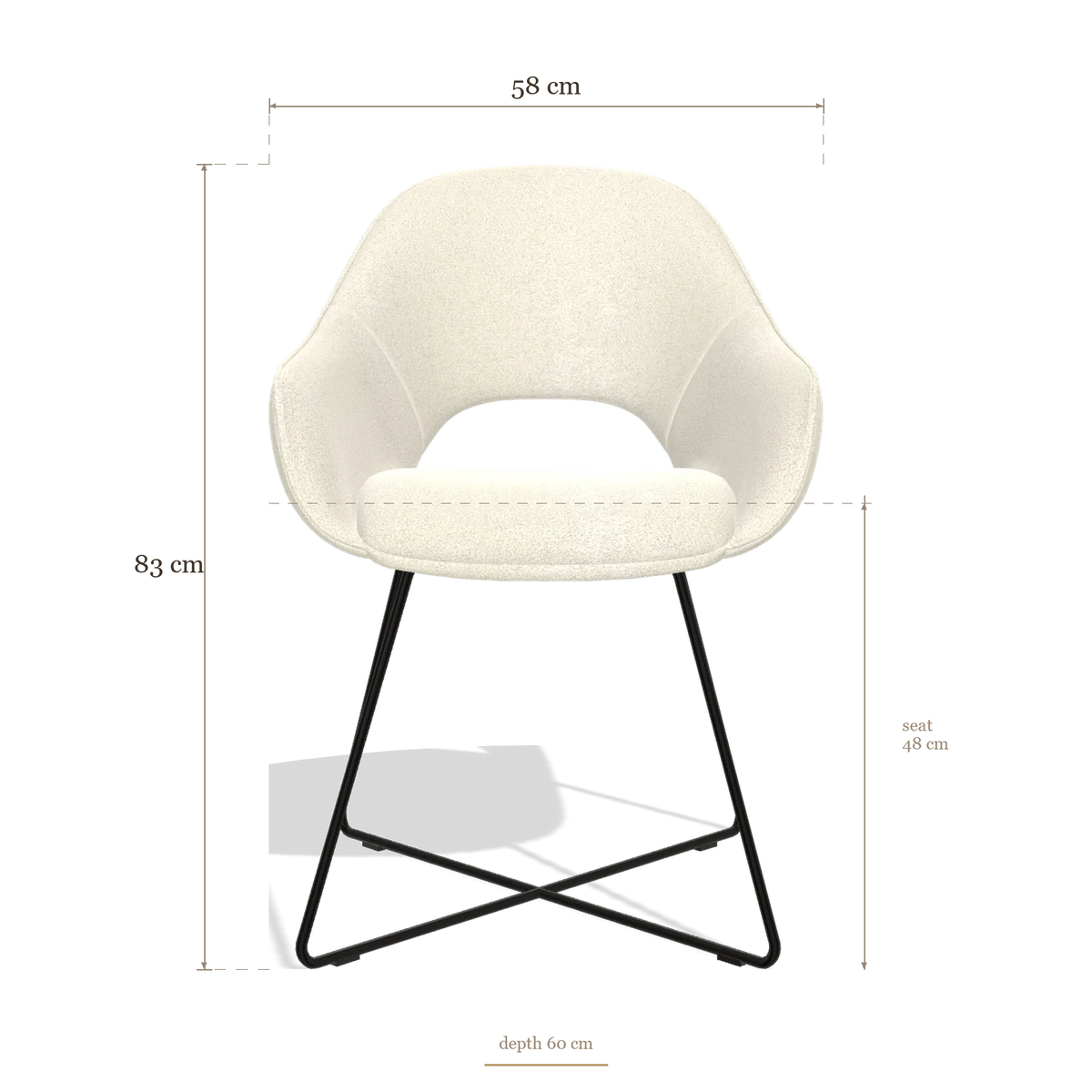 Sedia da pranzo Milan 6516, dimensioni 58 x 60 x 83 cm