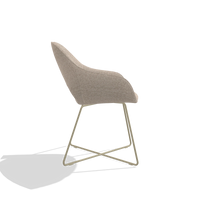 Dining Chair Milan 6516 in Cayenne 196 fabric (dusty rose), champagne legs, side view