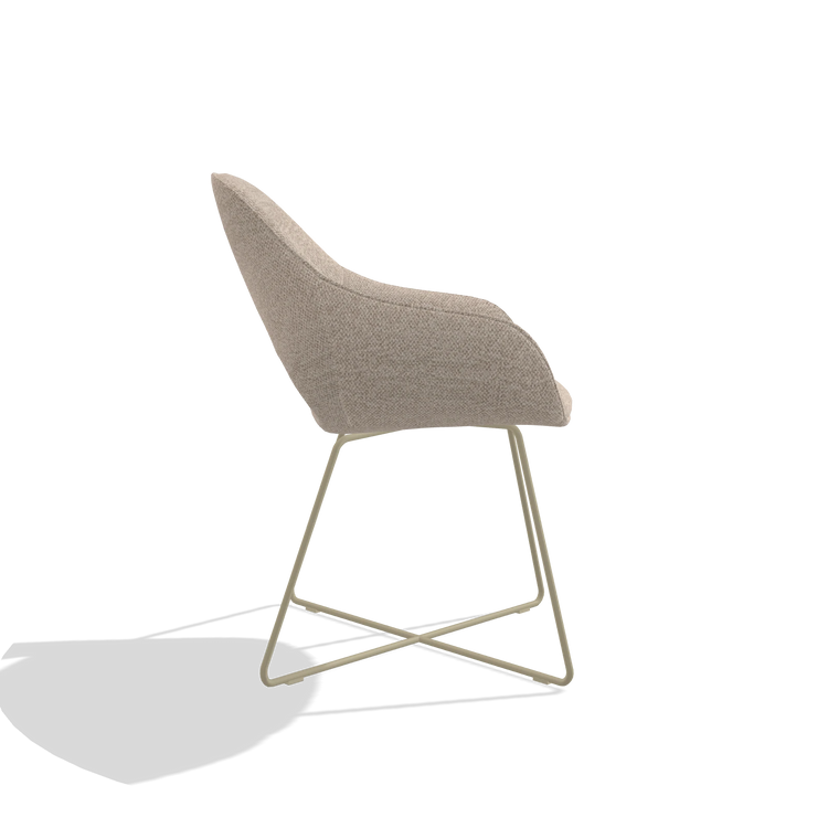 Dining Chair Milan 6516 in Cayenne 196 fabric (dusty rose), champagne legs, side view