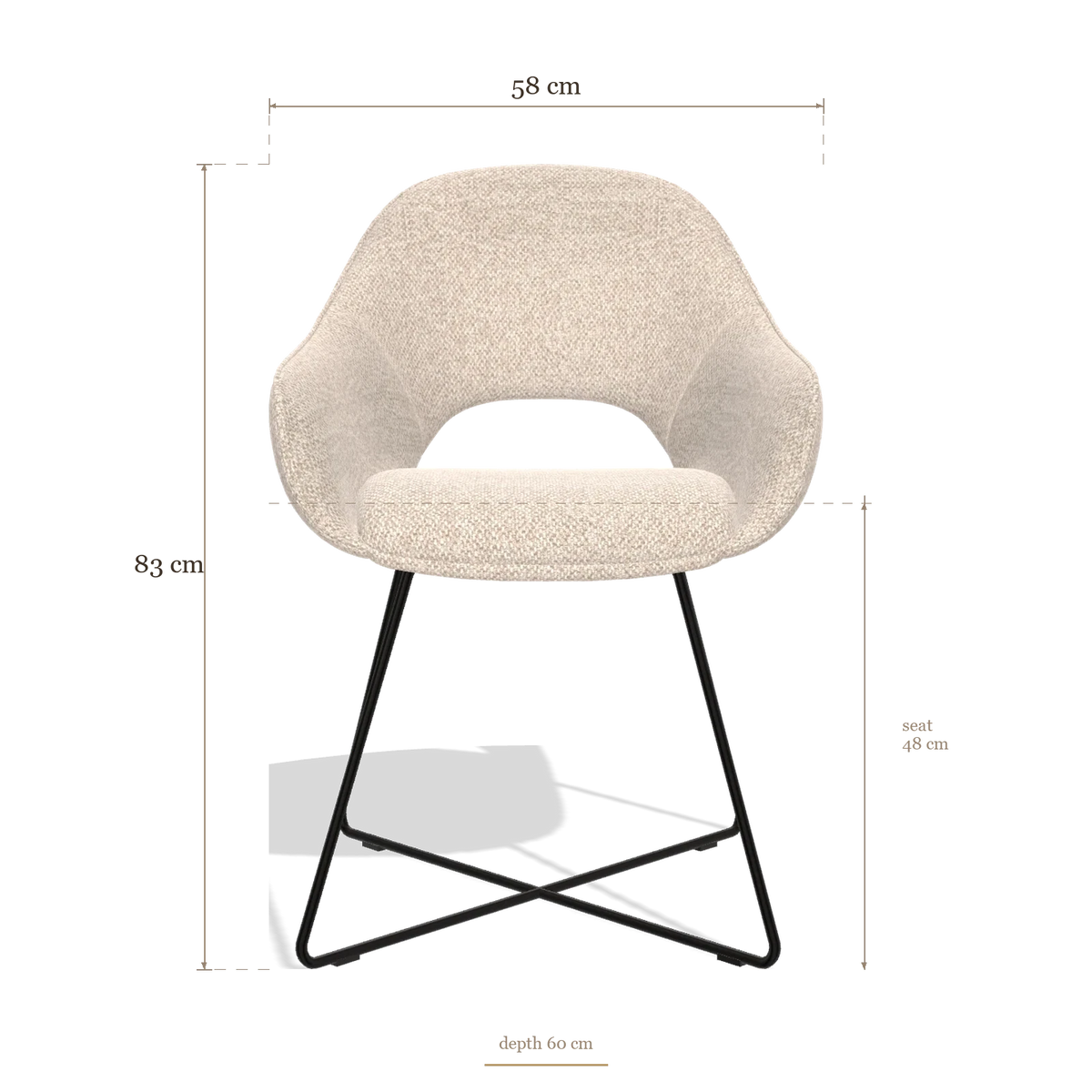 Dining Chair Milan 6516, dimensions 58 x 60 x 83 cm